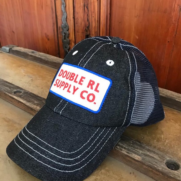 New RRL Ralph Lauren Denim Blue Trucker Baseball Hat - Picture 3 of 6
